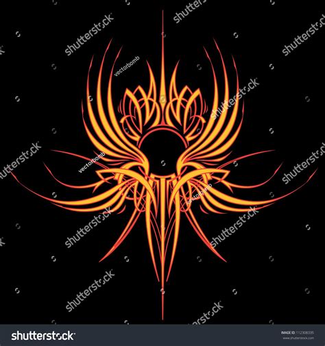 Fire Wing Pinstripe Square Version Two Color Vector Illustration Of A