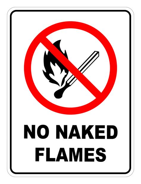 No Naked Flames Symbol Vinyl Safety Labels On A Roll Seton Hot Sex