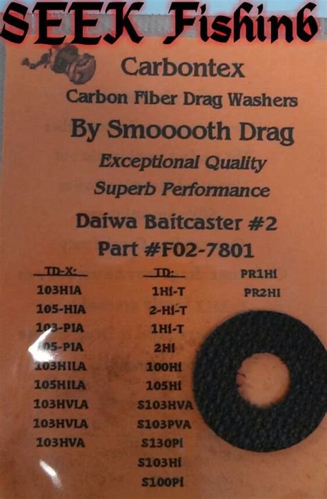 Carbontex Carbon Fiber Drag Washers Diawa Baitcaster