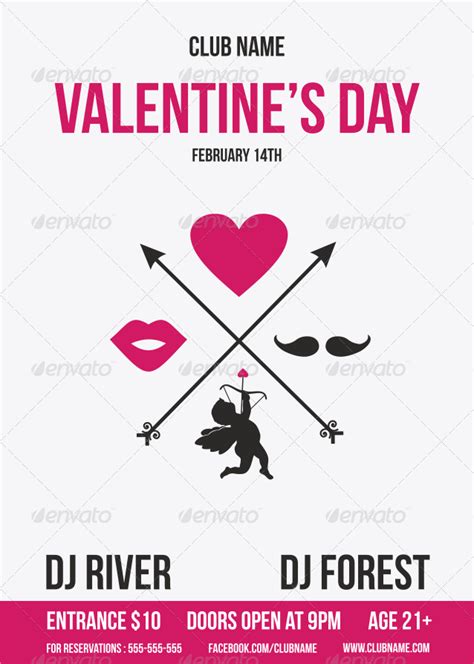 Hipster Valentines Day Flyer Template By Petya Hadjieva At