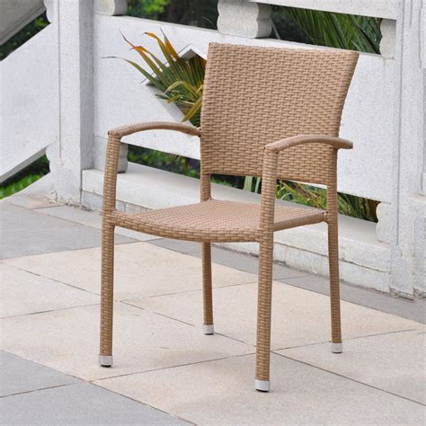 Looking for beautiful outdoor dining chairs? International Caravan Barcelona Honey Wicker Stackable ...