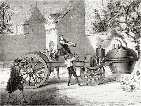 The First Steam Powered Car Built By Cugnot Loses Control And Knocks
