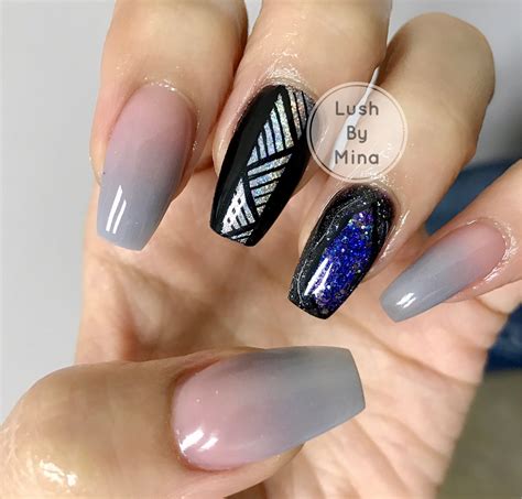 This ombre design works a dream with a touch of healthy pink at the. Ombre nails coffin nails geode nails holographic nails ...