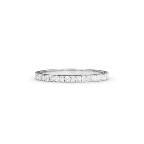 18ct White Gold Diamond Wedding Ring Double Row Diamond Set Mens Ring