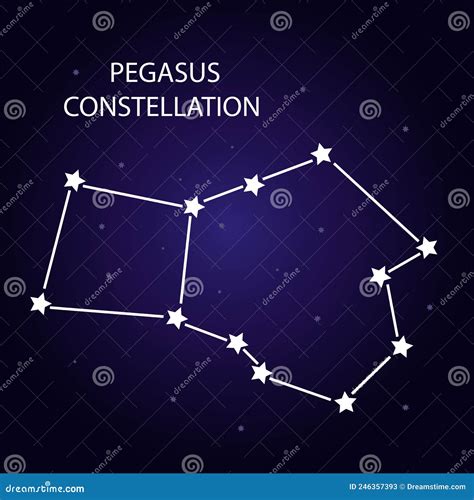 The Constellation Of Pegasus With Bright Stars Vector Illustration