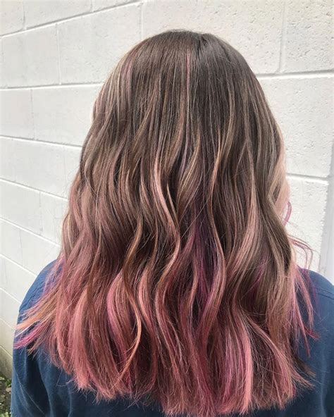 Pink In Brown Hair 💕 Pinkombrehair Hair Dye Tips Pink Hair Dye