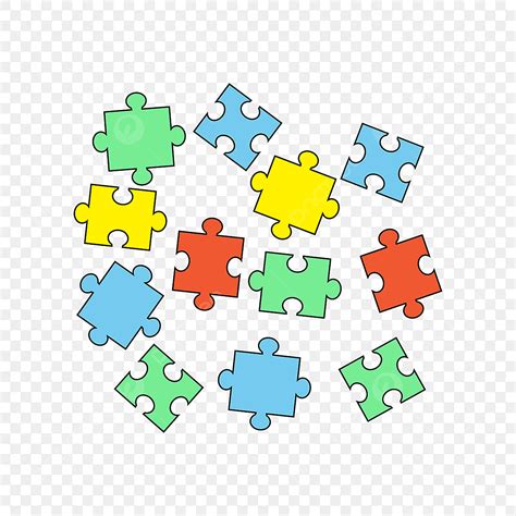 Jigsaw Puzzle Piece Clipart Transparent Background Multi Colored