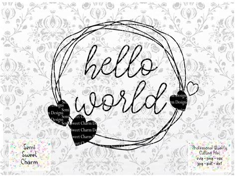 Hello World Svg New Baby Announcement Heart Frame Svg Etsy