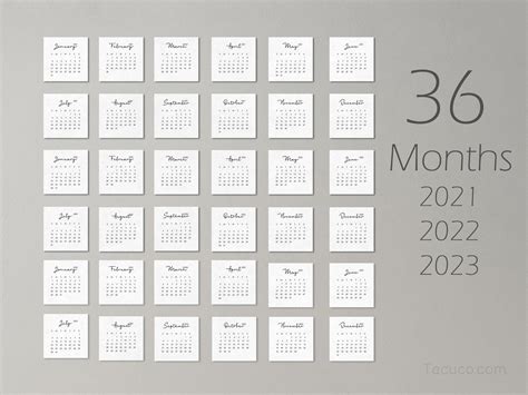 Mini Calendar 2021 2022 2023 3x3 And 2x2 Etsy