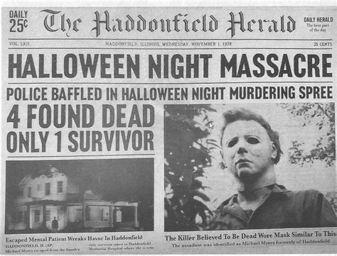 1978 Halloween Haddonfield Herald Halloween Night Massacre - Etsy