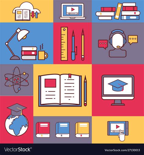 Online Education Collage Royalty Free Vector Image