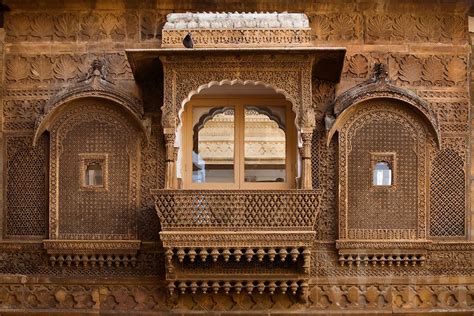 Intricately Carved Sandstone Window Screens In The Maharajas Palace