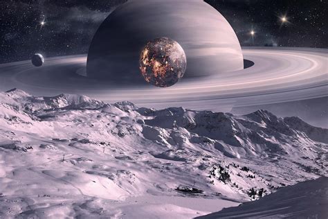 Sci Fi Outer Space Planets Saturn Digital Art Pyr056 Fabric Poster