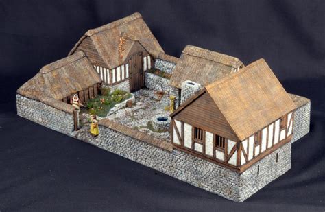 Fortified Farm View1 Medieval Miniature Houses Stone