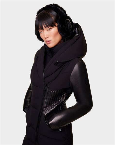 Womens Puffer Coat With Leather Shauna Black Rudsak Rudsak