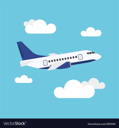 Flying Airplane Royalty Free Vector Image Vectorstock
