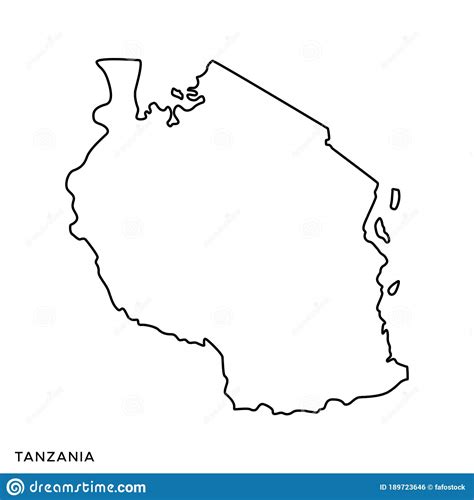 Tanzania Vector Map Isolated On White Background High Detailed Black