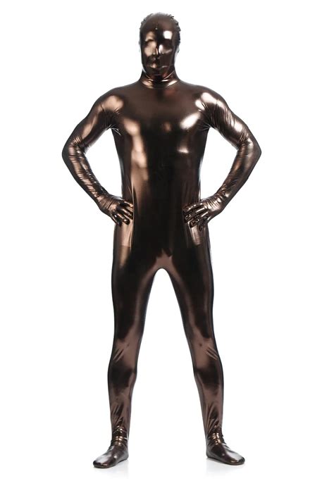 buy shiny fullbody metallic men s tight zentai bodysuit costume full body shiny