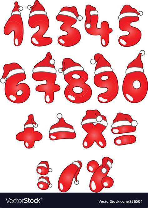 Christmas Numbers Vector Image On Vectorstock Christmas Fonts