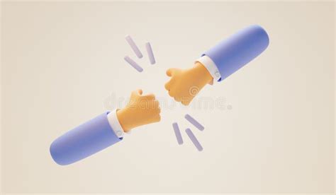Two Short Cartoon Hands Fist Bump Greeting Gesture Together Punching