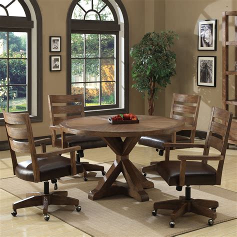 Wallace And Bay Bellevue 5 Piece Round Gamedining Table Set Furniture
