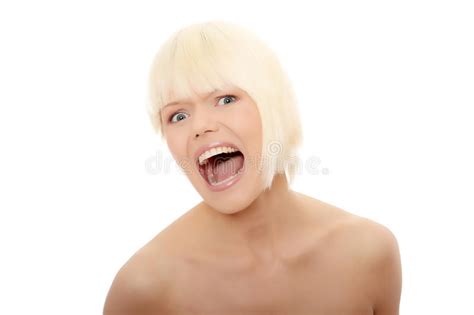 Gorgeous Blonde Female Screaming Stock Image Image Of Isolated Face
