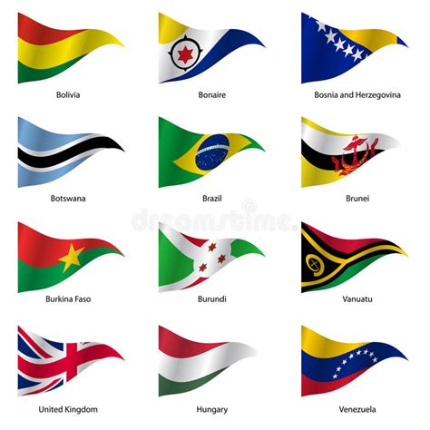 Set Flags Of World Sovereign States Vector Stock Vector Illustration