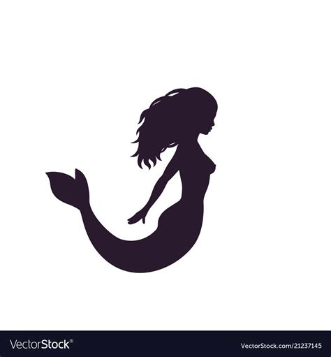 Mermaid Silhouette Isolated On White Vector Illustration Eps 10 File