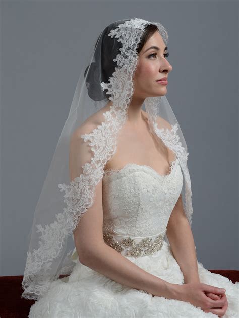 Ivory Wedding Veil Alencon Lace V