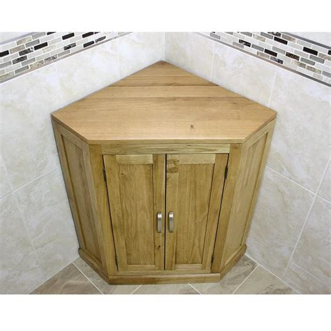 Solid Oak Corner Bathroom Furniture Vanity Cabinet Cupboard With