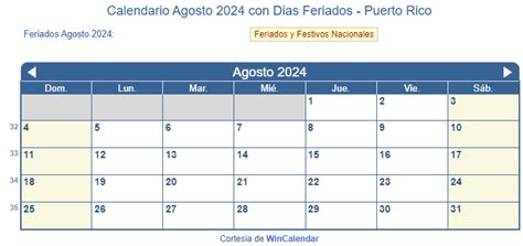 Calendario Agosto 2024 Para Imprimir Puerto Rico