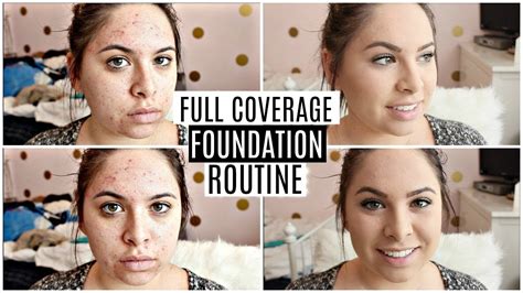 Acne Coverage Foundation Routine For Oily Scarred Skin Youtube