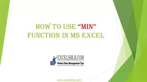 Ppt How To Use “min” Function In Ms Excel Excelsirji Powerpoint