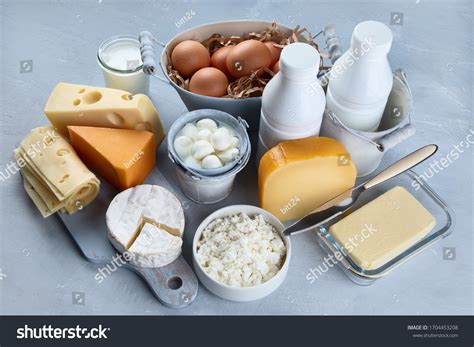 Different Types Fresh Farm Dairy Products Stock Photo 1704453208