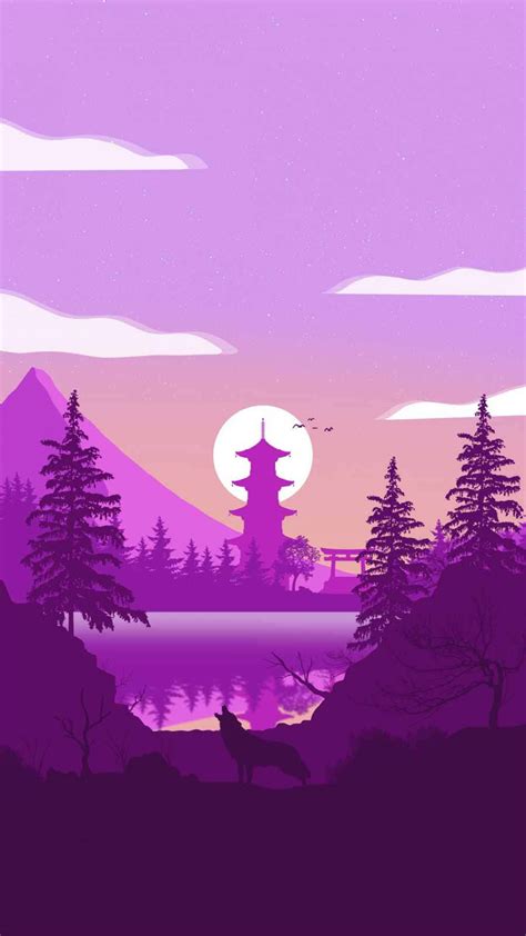Download Calm Serene Japanese Garden With Opulent Purple Hues