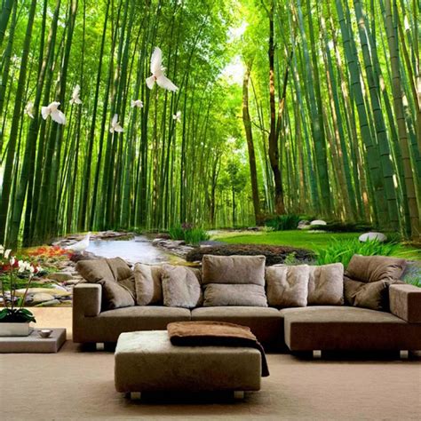 3d Wallpaper Bamboo Forest Nature View Living Room Bedroom