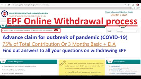 Purchase of land / purchase or construction of a house for land up to 24 times of monthly wages plus dearness allowance for. EPF Advance for outbreak of pandemic (COVID-19),EPF Online ...