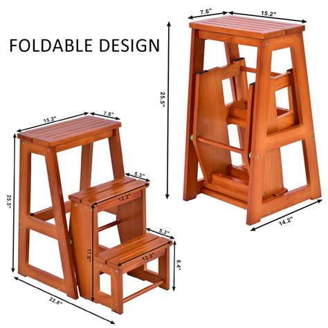 And it's a step stool chair. Wood Step Stool Folding 3 Tier Ladder Chair Bench Seat ...