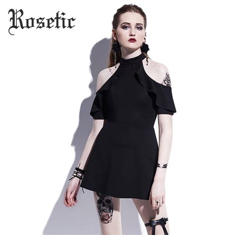 Buy Rosetic Gothic Mini Dress Women Short Black Sleeve