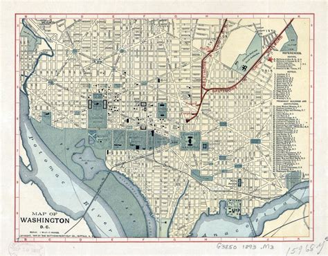 Large Detailed Old Map Of Washington Dc 1893 Washington Dc