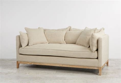 Audrey Hampton Style 180cm Linen Sofa Lounge In Mignon With Oak Legs