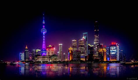 Shanghai Skyline At Night Shanghai Skyline Shanghai City Night Skyline