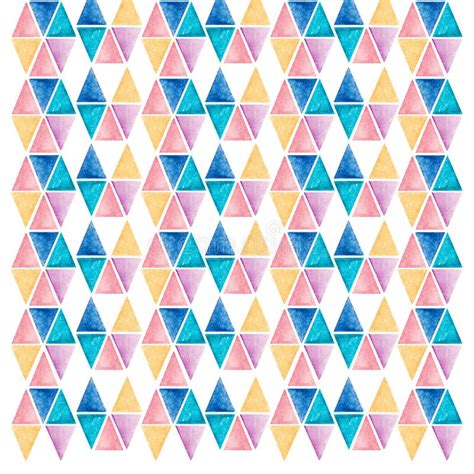 Watercolor Geometric Pattern From Triangles Stock Illustration