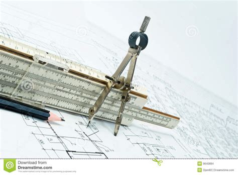 Drawing and various tools stock photo. Image of drafting - 9640884