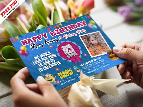 Colorful Birthday Invitation Card Design Template Download Psd