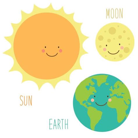 Smiling Earth Moon And Sun Illustrations Royalty Free Vector Graphics