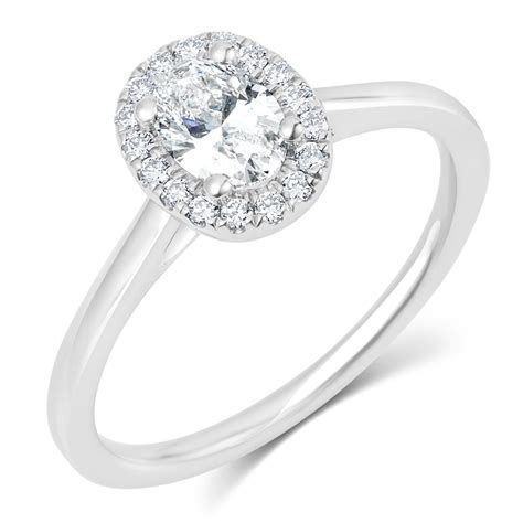 Oval Diamond Halo Ring 065ct Pravins