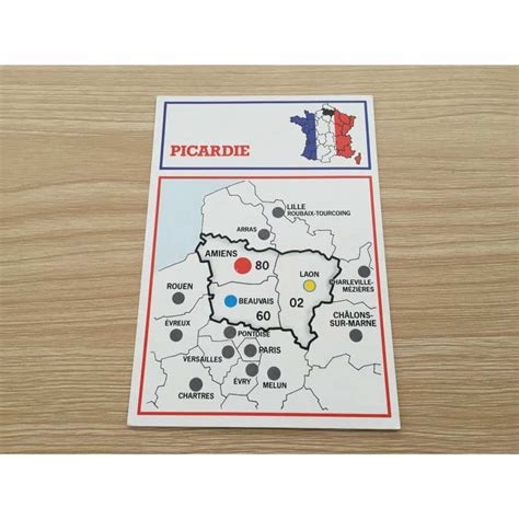 Carte région Picardie pièce jeu Richesses de France Nathan #A42