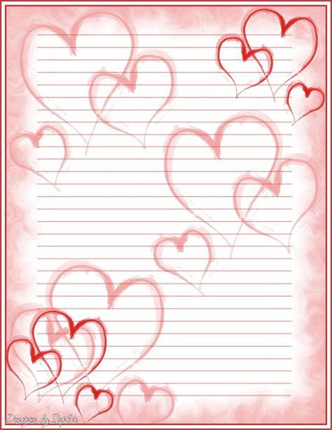 Printable Valentine Stationary Printable Heart Stationary Printable Lined Writing Paper