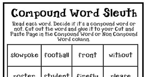 Compound Word Sleuthpdf Compound Words Cut And Paste Compounds